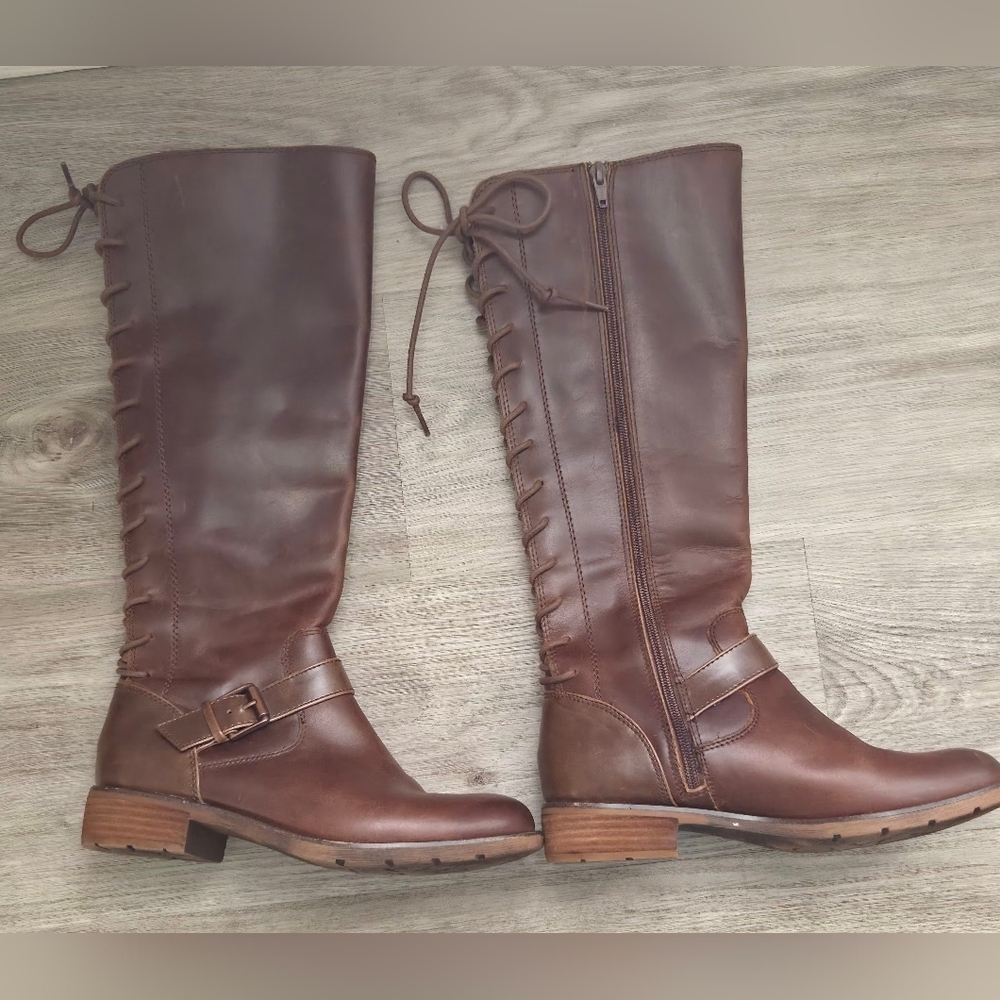 Sofft Women's Kristie Leather Lace Up Tall Boot Ankle Buckle Strap Knee High 7 - Picture 3 of 5